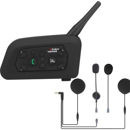 VNETPHONE V6 Intercom + 40mm Helmet Speaker Headset of EJEAS Quick 20 Better Sound Qulaity Bluetooth Motorcycle Communicator Kit