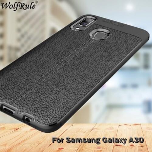 Wolfrule For Case Samsung Galaxy A30 Case Fashion Lichee Style Silicone Rugged Hybrid Cover For Samsung Galaxy A30 Phone Case