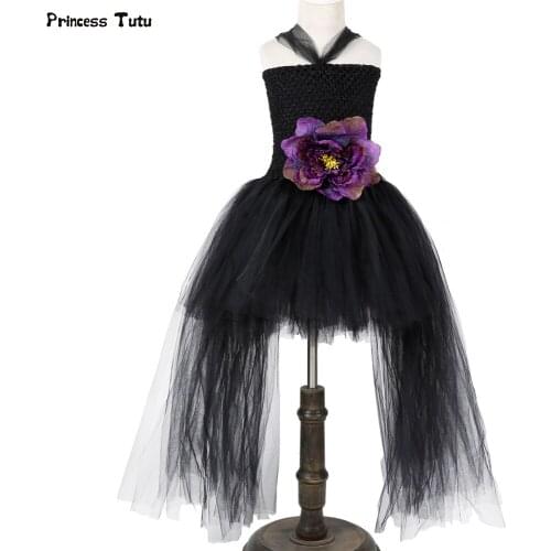 Black Girls Tutu Dress Novelty Children Cosplay Witch Halloween Costume For Girl Kids Carnival Fancy Party Dresses Clothes 1-14Y