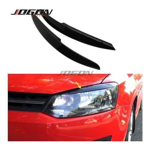 Black ABS Headlights Eyebrow Eyelids Cover Trim Sticker Accessories For VW Polo Mk5 6R 6C 2011 - 2017