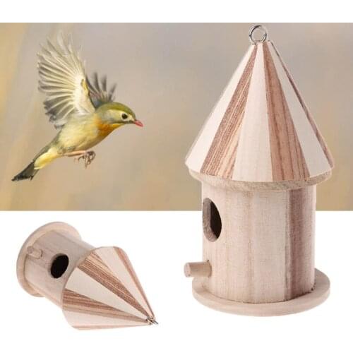 Wooden Nesting Nest Box Bird Cage House Small Birds Blue Tit Wren