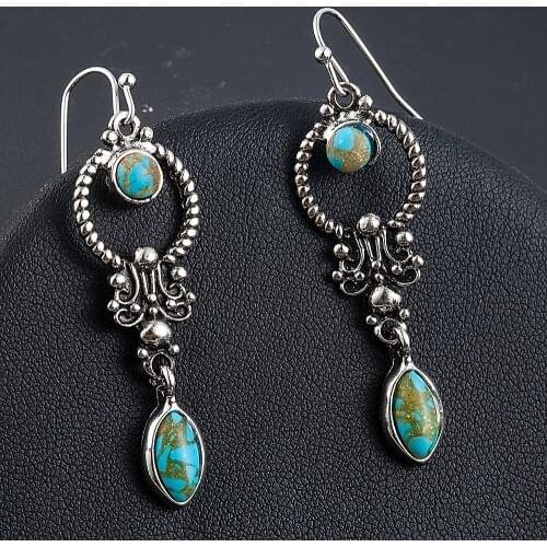 Indian Tribal Personality Natural Dangle Drop Earrings Resin Stone Ethnic Vintage Hanging Earrings 2019 for Women