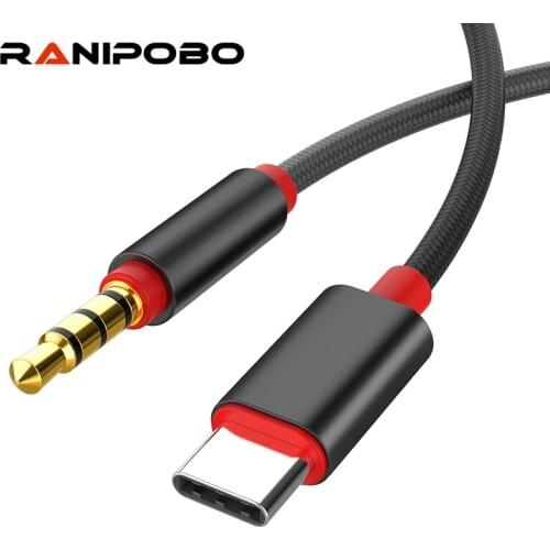 Type C to 3.5mm Aux Cable Gold Plated Type-C Male to 3.5mm Male Car AUX Audio Cable Adapter For Huawei Car AUX Audio Cable