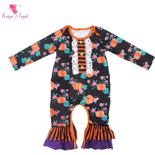 Kaiya Angel 2018 Halloween Newborn Baby Romper Long Sleeve Toddler Girls Floral Jumpsuit Spring Autumn Thanksgiving Days Clothes
