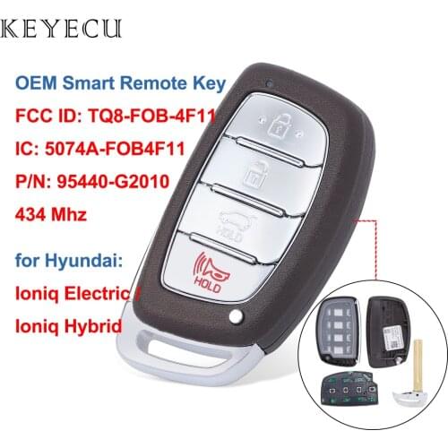 Keyecu OEM Keyless Go Smart Remote Car Key Fob For Hyundai Ioniq Electric Hybrid 2017 2018 2019 P/N: 95440-G2010 / TQ8-FOB-4F11