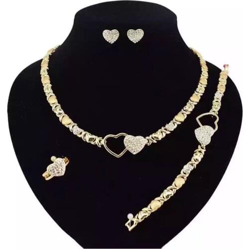 Dubai gold color XXOO wedding jewelry sets for woman Necklace Earrings Bridal African Beads Jewelry Set Wholesale