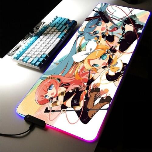 Mouse Pad Rgb Anime Rug CuteGenshin Impact Gaming Accessories Pc Gamer Sexy Girl Keyboard Wrist Rest Stitch Valorant Desk Mat