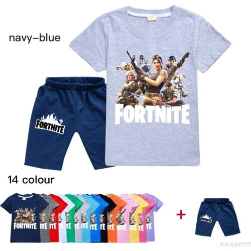 Fortnites summer children new short-sleeved shorts 2pcs suit girl fashion cotton T-shirt boy casual shorts kids hot clothing