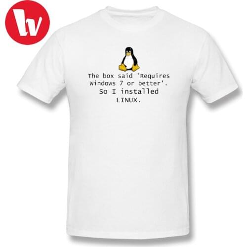 Linux Tee Shirt Cartoon Letter Print T Shirt Male Cotton T-Shirt Plus Size Summer Awesome Casual T Shirts Plus Size 3XL 4XL 5XL