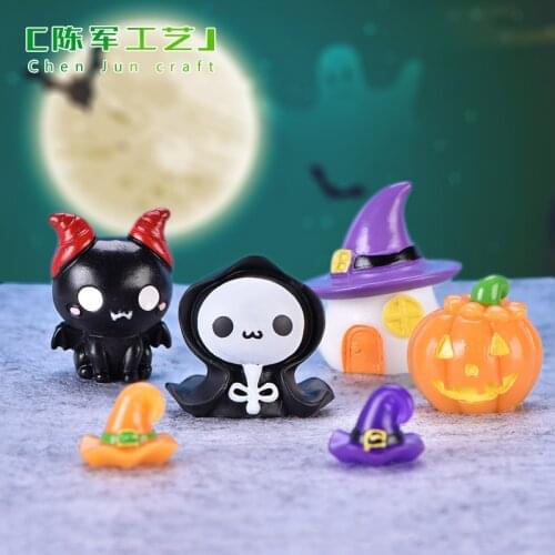 Mini Halloween Ornaments,Ghost Bat Simulation Pumpkin Witch Mummy, Anime Figure, Miniature Figurine Toy