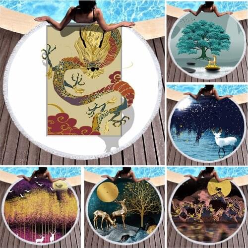 Cartoon deer dragon animal Bath towels Beach mat large beach towels miraculous For home towel Fringed beach towel Beach cover up
