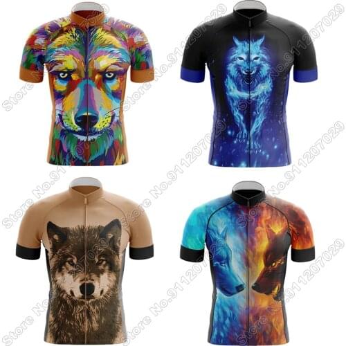 Wolfs 2021 Cycling Jersey Short Sleeve Mens MTB Tops Cycling Clothing Shirt Ropa Maillot Culotte