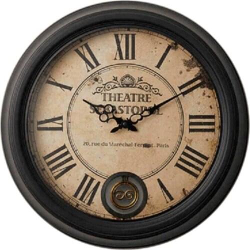 European creative metal wall clock family living room American retro fashion wall clock mute clock wall Watch