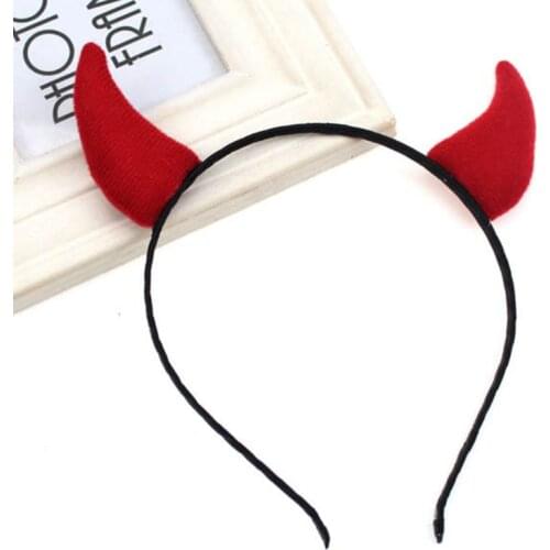 Adult Adult Children Kids Demon Red Ox Horn Hair Hoop Cloth Wrapped Elastic Headband Halloween Christmas Party Costume Cosplay