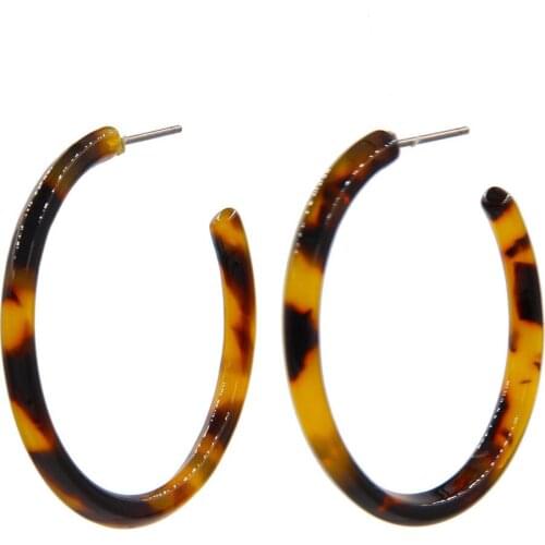 Wholesale 6 Pair Lot YJX Thin Resin C-shaped Tortoise Shell Hoop Earrings Acrylic Acetate Unique Jewelry