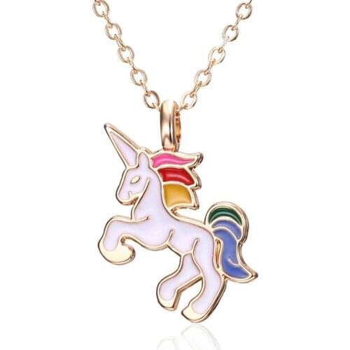 HORSE Necklace For Girls Children Kids Enamel Cartoon Horse jewelry accessories Women Animal Necklace Pendant Unicorn Party
