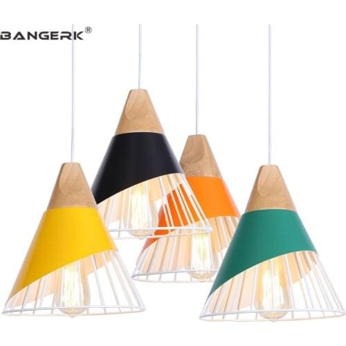 Retro Loft Decor LED Pendant Lamp Lights Edison E27 Modern Hanging Light Iron Wood Dining Room Bar Home Lighting Droplight