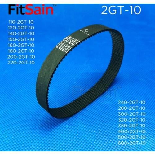 FitSain--2GT Width 10mm Timing Belt Rubber Belt GT2 Synchronous Wheel circumference 110-600mm ring