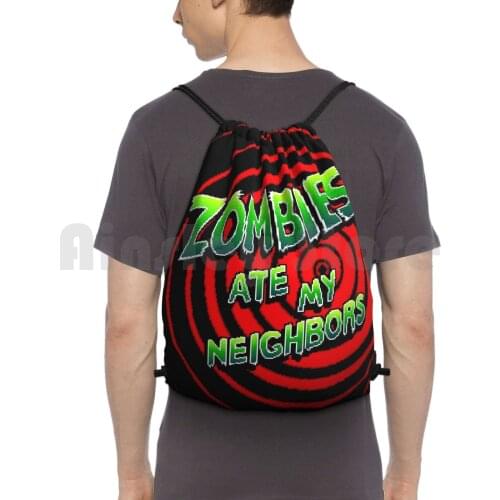 Zombies Ate My Neighbors Pixel Art Backpack Drawstring Bag Riding Climbing Gym Bag Video Games Pixelart Pixel Art Sprite
