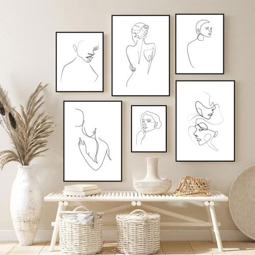 Nordic Sexy Figures Line Art Wall Minimalist Canvas Paintings Lovers Drawing Poster And Prints Decoration for Living Room HD3147