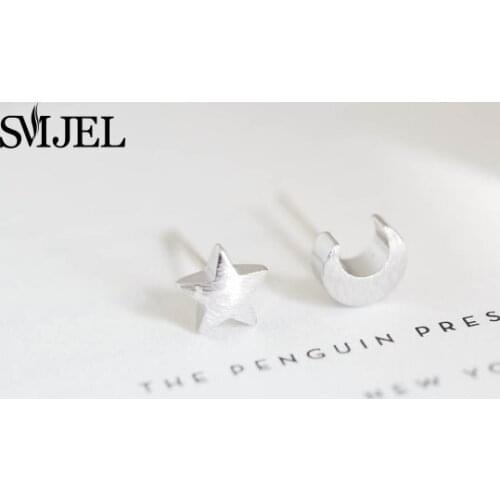 SMJEL 10 PCS-S020 Wholesale Teens Moon and Star stud Earrings for Women Cute Jewelry boucle d'oreille femme Gifts