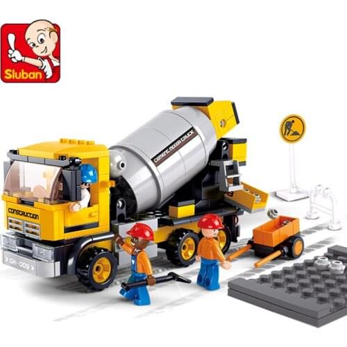 296Pcs SLuban Building Blocks 0550 Engineering Cement Mixer Assembly Model Boy Assembling Toy Gifts