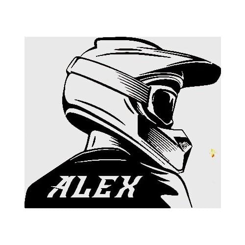 Personalized custom name vinyl wall sticker motocross rider racer portrait gift decal for kids boy room art deco decal wallpaper