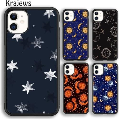 Krajews Vintage Moon and Sun Stars Phone Case Cover For iPhone 5 SE 6s 7 8 plus 11 12 pro X XR XS max Samsung Galaxy S8 S9 S10