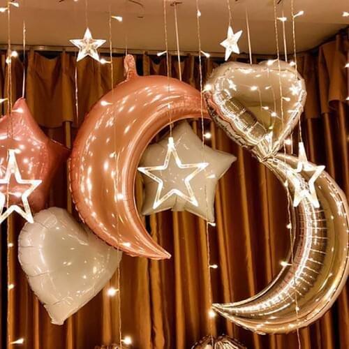 Multicolor Moon Star Aluminum Foil Balloon Birthday Party Wedding Festival Easter Silver Gold Kid Shower Globos Gift Classic Toy