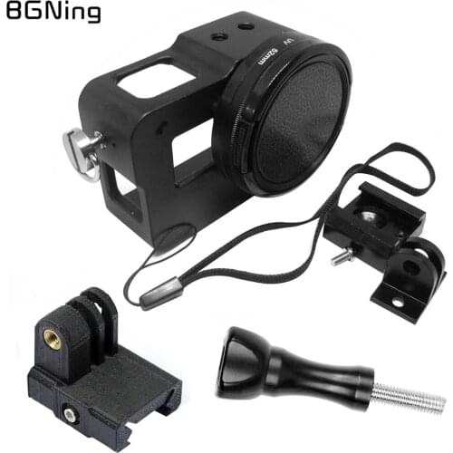 CNC Protective Case Cage with 52mm UV Lens with 3D Printed 20MM Rail Mount for GoPro Hero 8 7 6 5 Action Camera Accessories