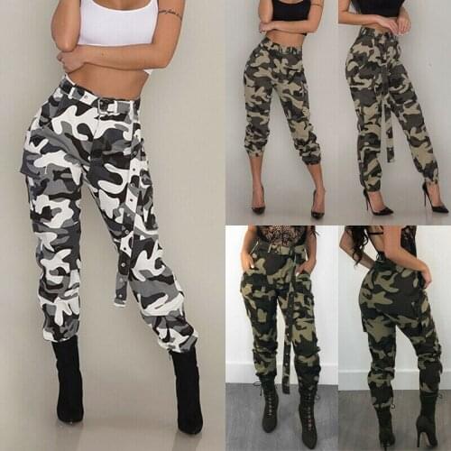Women Camo Cargo Trousers Casual Pants Military Army Combat Camouflage Plus Size