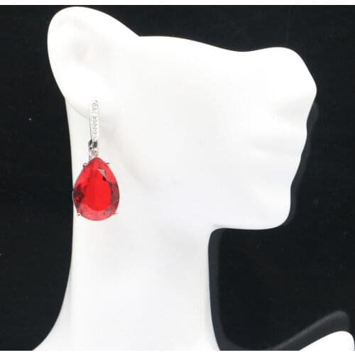 44x25mm 2020 Awesome Long Big Blue Aquamarine Bright Zircon Gift Women Silver Earrings