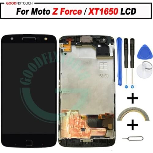 5.5" For Motorola Moto Z Force LCD Droid XT1650 LCD Display Touch Screen Digitizer xt1650 Display For moto z force screen Frame