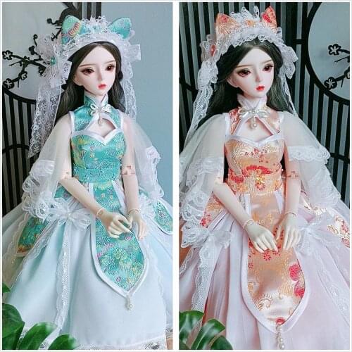 1/3 Female Nude Doll 62 cm Plastic joint movable doll BJD doll with dress