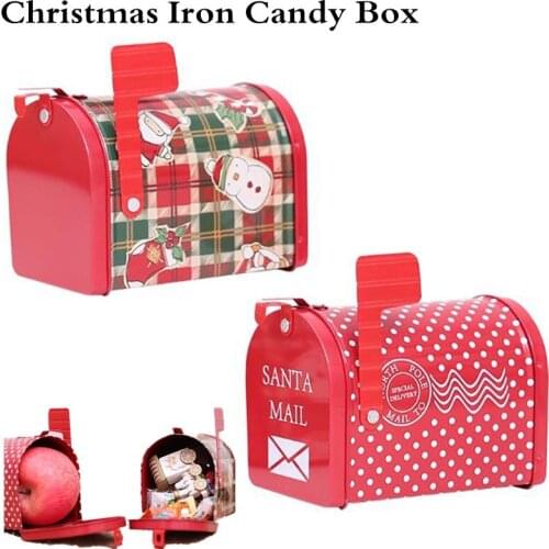 1 x Mailbox Design Christmas Candy Can Christmas Iron Box Biscuit Storage Gift Box