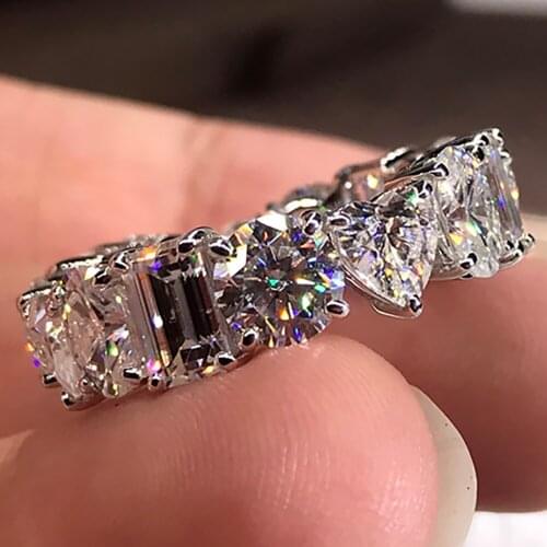 10K Au417 White Gold Women Ring Moissanite Diamonds Round Oval Heart Emerald Wedding Party Engagement Anniversary Ring