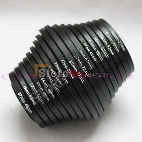 18pcs Camera Lens Filter Step Up & Down Ring Adapter For 37-49-52-55-55-58-62-67-72-77-82mm all camera DSLR