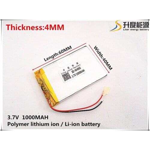 3.7V 1000mAh 404060 Lithium Polymer Li-Po li ion Rechargeable Battery cells For Mp3 MP4 MP5 GPS mobile bluetooth