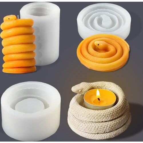 3D Winding Coiled Snake Scented Candlestick Silicone Aromatherapy Coaster Tray Mold DIY Resin Plaster Food Grade Fondant Mould