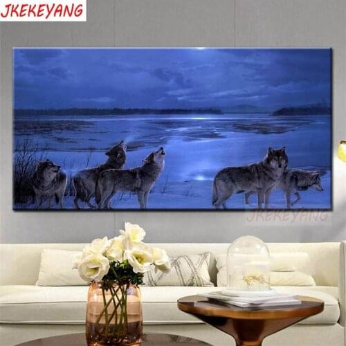 Large 5D Diy diamond painting Night wolf Diamond Mosaic Rhinestone Embroidery cross stitch Y3669