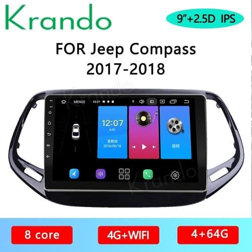 Krando Android 10.0 9" IPS Full Touch Car Multimedia Radio For Jeep Compass 2017-2018 Audio DSP Navi Carplay BT 4G GPS WIFI