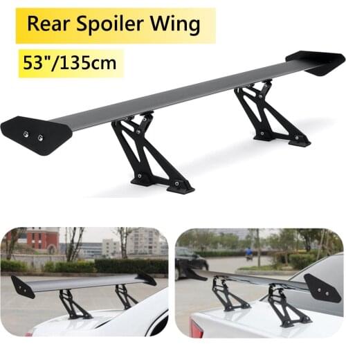 53 Inch 135cm Universal Car CNC Aluminum Alloy Rear Wing Trunk Racing Tail Spoiler GT Style Double Deck Racing Spoiler Wing