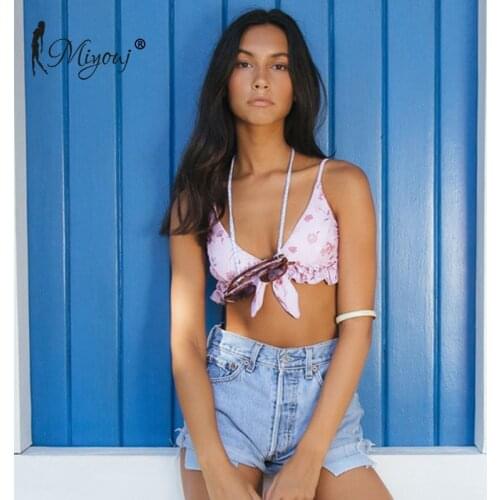 Miyouj Flower Bikini 2020 Ruffle Swimsuit Cross String Swimwear Hollow Out Bathing Suit Solid Bikini Set Lace Biquini Feminino