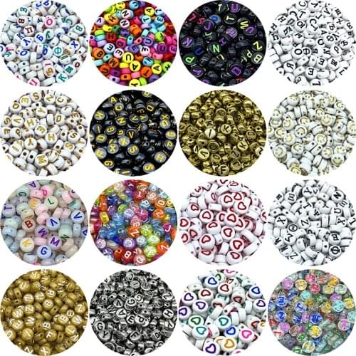 100pcs 4x7mm Mixed Letter Acrylic Beads Round Flat Loose Spacer Beads For Jewelry Making Handmade Diy Bracelet Necklace