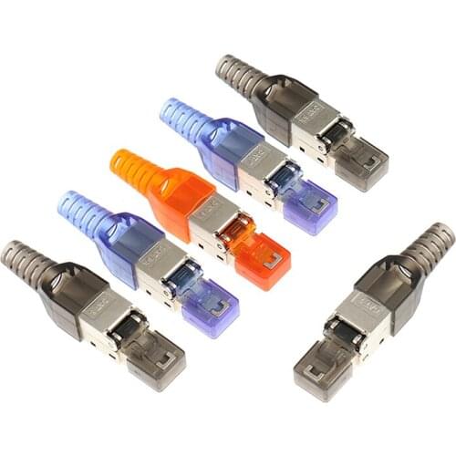 Cat6A Cat7 Cat8 Rj45 Connector Ethernet Plug Adapter Tool-Free Crimping Shielded Crystal Head 8P8C Network Ethernet Cable Plug