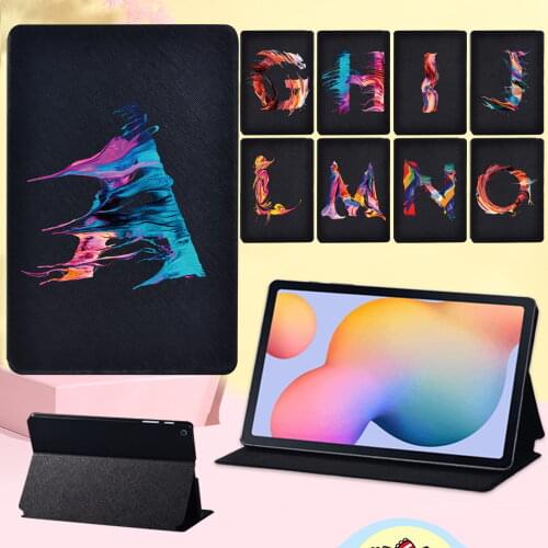 Tablet Case for Samsung Galaxy Tab S6 Lite P610 P615 Trend Painting Letter Series Laether Tablet Cover Case Tablet Accessories