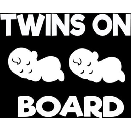 Black/Sliver TWINS ON BOARD Car Sticker Sea Life Small/Big Size Removable Waterproof Window Body Decal CL832