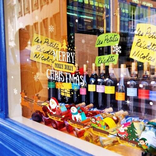 DIY Santa Wall Stickers Shop Window Glass Decor Merry Christmas Decorations For Home Festival Vinyl Mural Decals