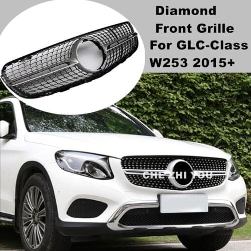For Mercedes-Benz GLC Class X253 W253 2015-2019 Diamond Front Bumper Grille GLC200 GLC250 GLC300 G260 With/ Without Camera