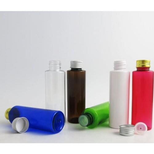 24 x 100ml Travel Refillable Lotion Cream Plastic Bottle Gold Sliver Aluminum Cap Square Shoulder Dispensing Cosmetic Bottle